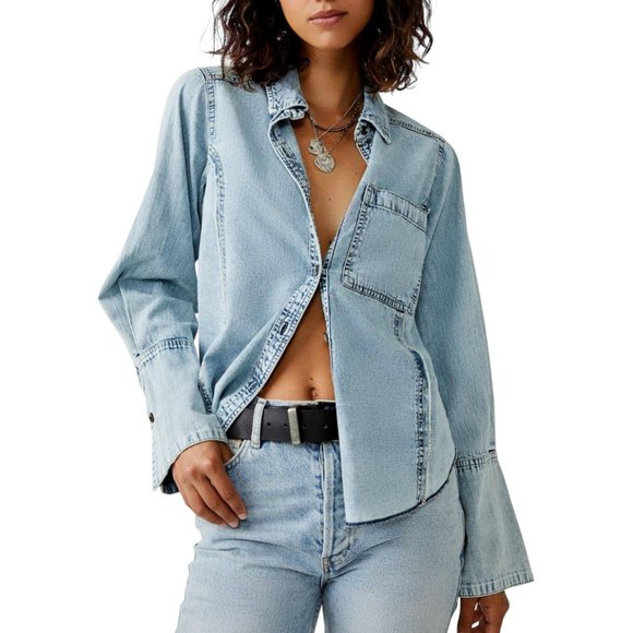 Free People Tops - Free People Mackenzie Shirt in Light Vintage